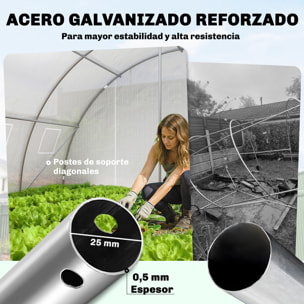 Invernadero de Exterior 6x4x2 m, Invernadero de Túnel con 2 Varillas de Soporte, Puertas Enrollables, Ventanas de Malla, Cubierta PE y Marco de Acero Galvanizado, Anti-UV, Impermeable, Blanco
