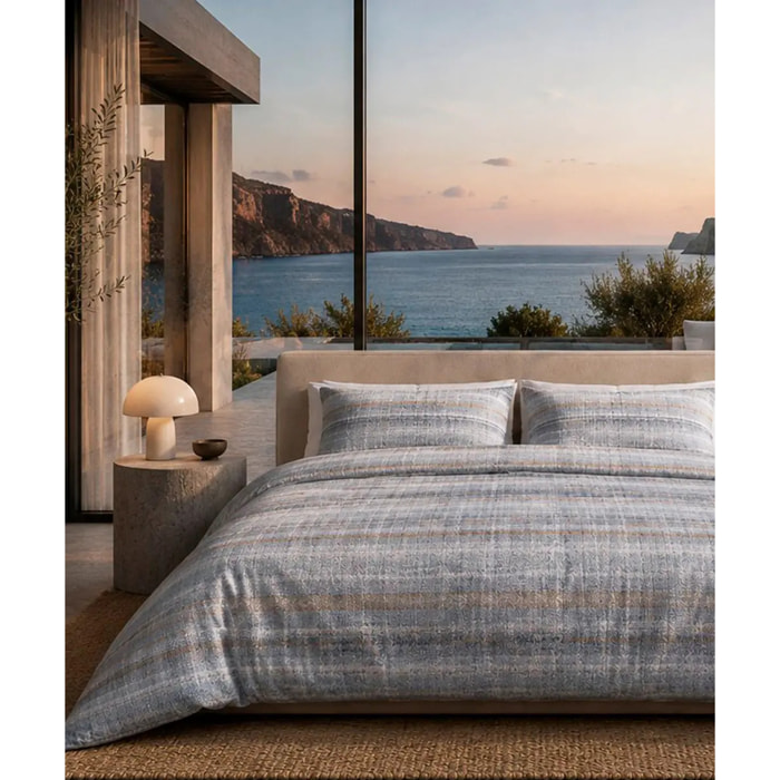 Parure Copripiumino Trama Grigio in Cotone 100% Made in Italy, Stampa Digitale HD