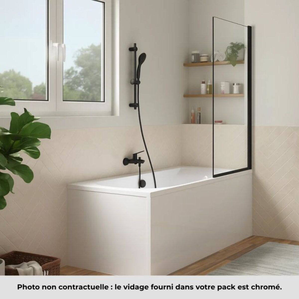 Pack baignoire droite 170 x 75 Elise + tablier en angle + vidage