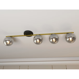 Lampada a sospensione Monza in acciaio oro e nero con diffusori in vetro