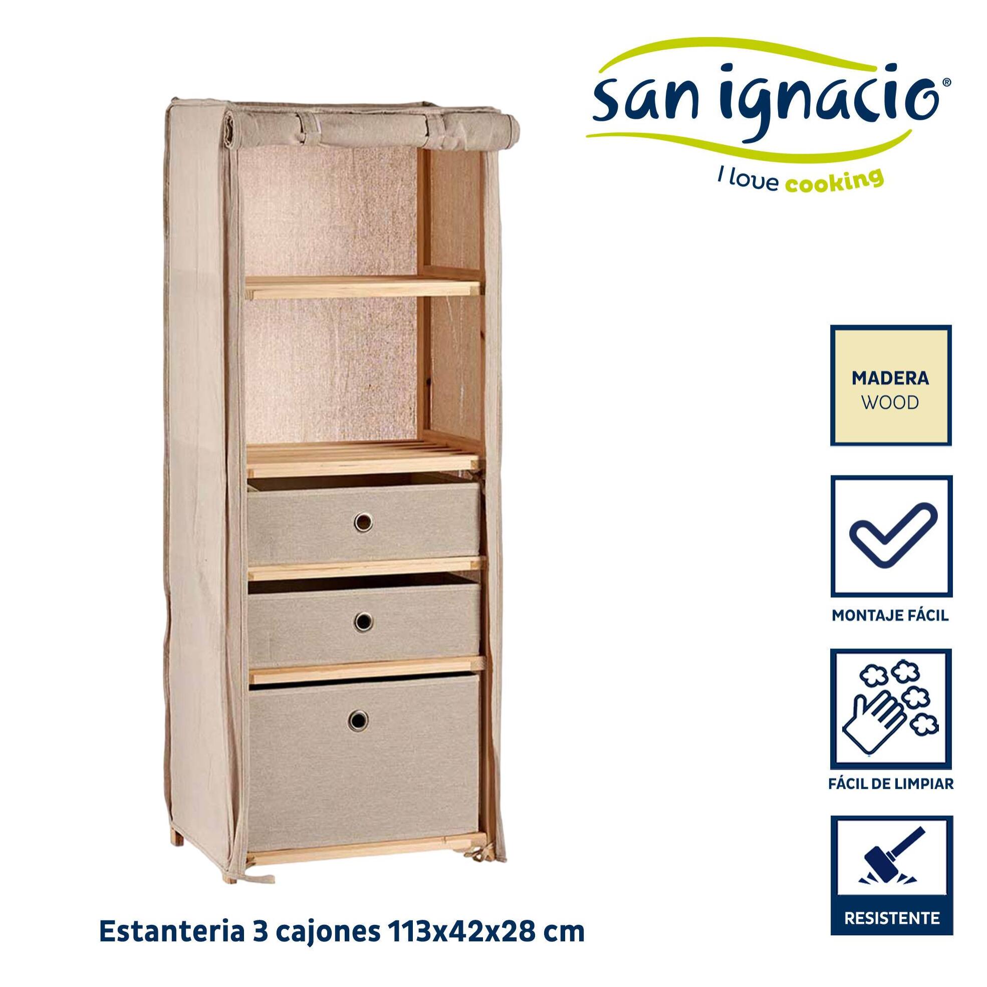 Estanteria 3 cajones natural colección kipit