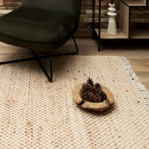 Tapis En Toile De Jute Avec Franges 120x170cm
