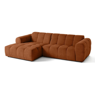 Ray - canapé d'angle gauche - 4 places - en tissu texturé - Rouille