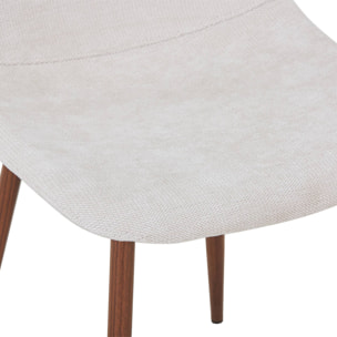 Chaise décor bois teinte noyer et tissu (lot de 4) VERA