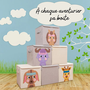 Boîte de rangement en tissu pour enfant "girafe" avec couvercle, compatible Ikea Kallax Lifeney