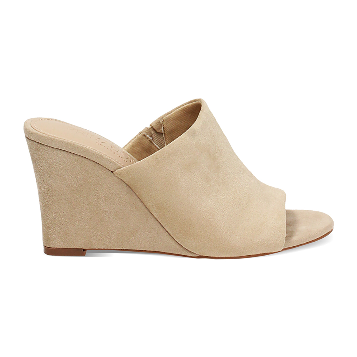 Mules punta abierta beige tacón 10,5 cm