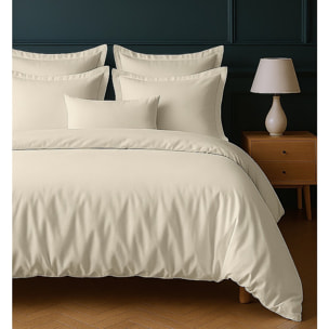 Parure Housse De Couette + 2 taies 100% Coton 57fils Ivoire