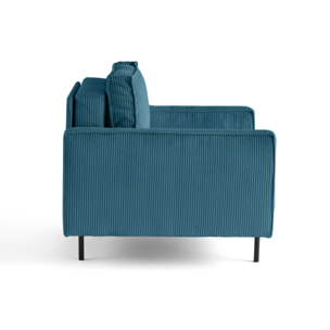 Charlie - fauteuil - pieds hauts - en velours côtelé - Bleu canard