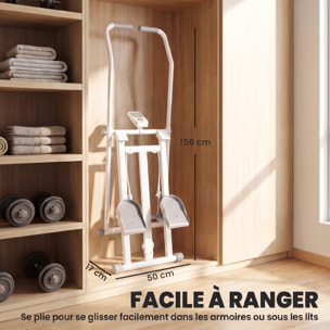Stepper d'escalier pliable réglable - climber step - écran LCD multifonction acier gris blanc