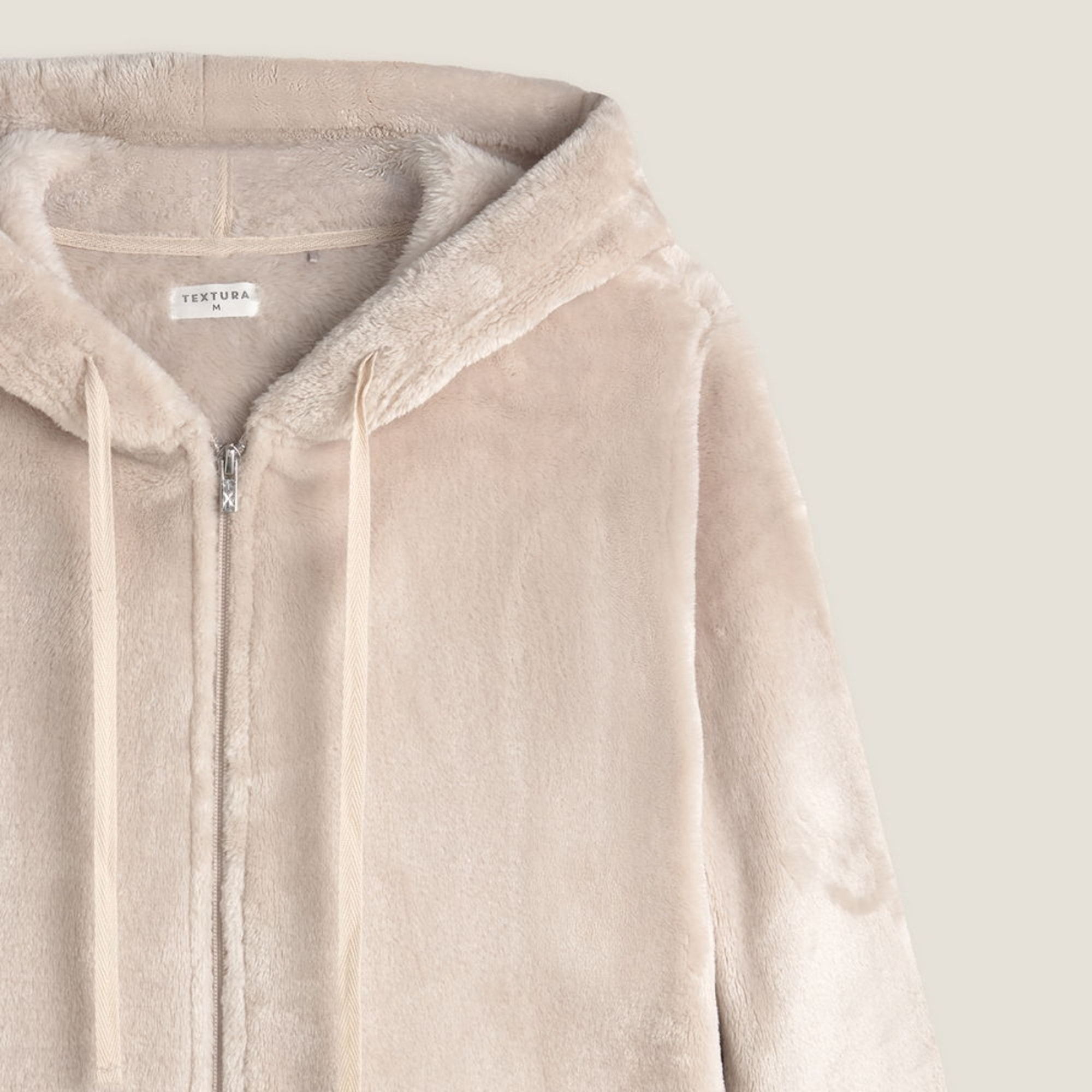 Chaqueta efecto pelo Este color marfil crudo