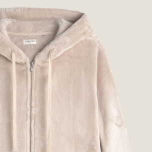 Chaqueta efecto pelo Este color marfil crudo