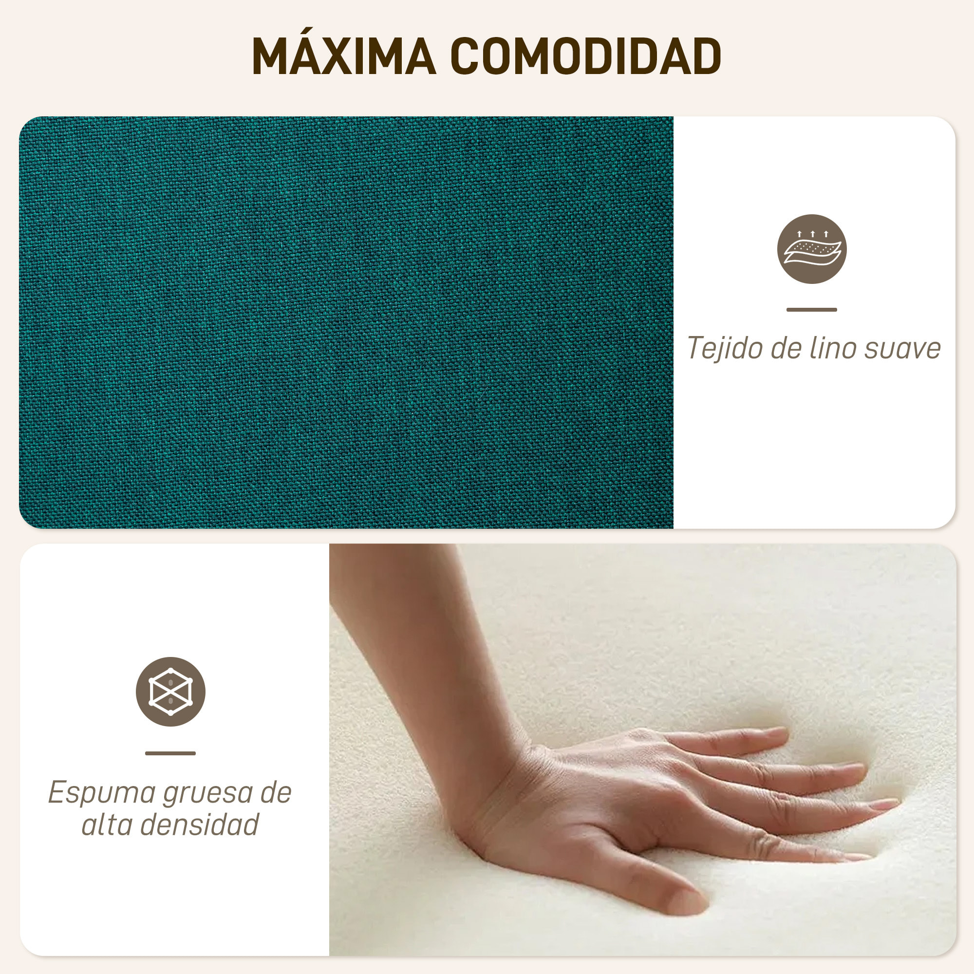 Sillón con Reposapiés Sillón Lectura con Respaldo Alto Capitoné Patas de Madera y Tapizado en Lino Butaca para Salón Dormitorio Oficina Verde Oscuro