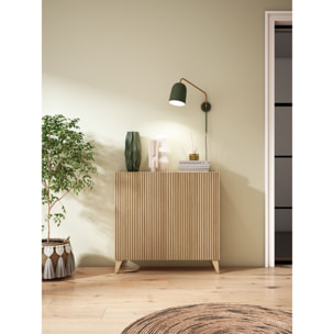 Zapatero Sunne melamina roble dorado puertas impresión vallado 90x90x27cm