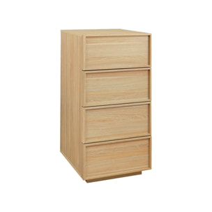 Commode chiffonnier naturel 4 tiroirs effet bois - L 48 x P 43 x H 98.5cm - Kuba