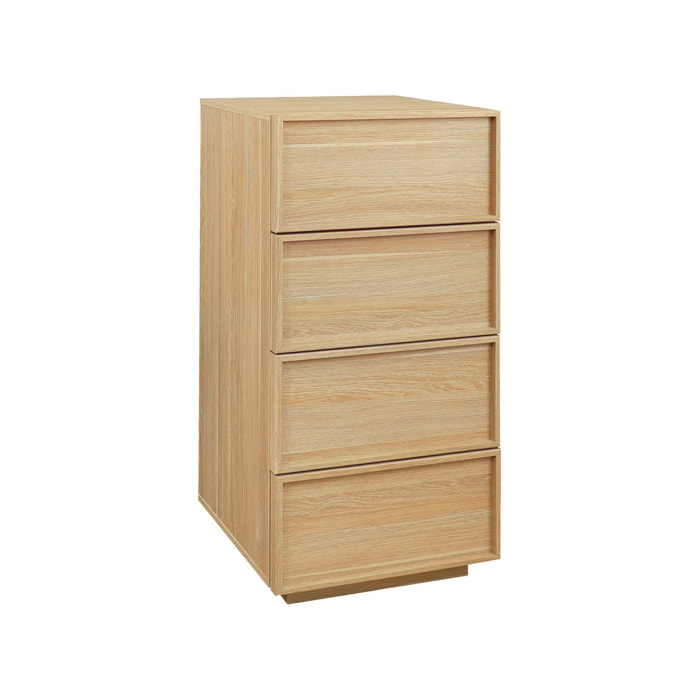 Commode chiffonnier naturel 4 tiroirs effet bois - L 48 x P 43 x H 98.5cm - Kuba