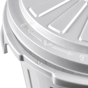 Set de 3 cubos de basura/papelera polivalente Mats con tapa cerrable de plastico resistente 7/23/50 litros en color plateado