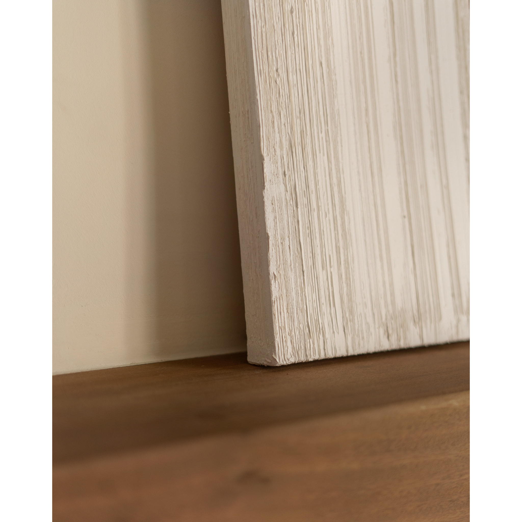 Tableau blanc et marron décoratif sur coton avec cadre en bois peint à la main à la peinture à l'huile en différentes tailles