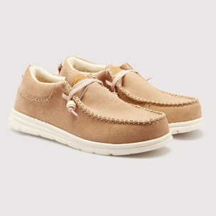 Mocasín Casual Serraje Beige Nude - Mullilah