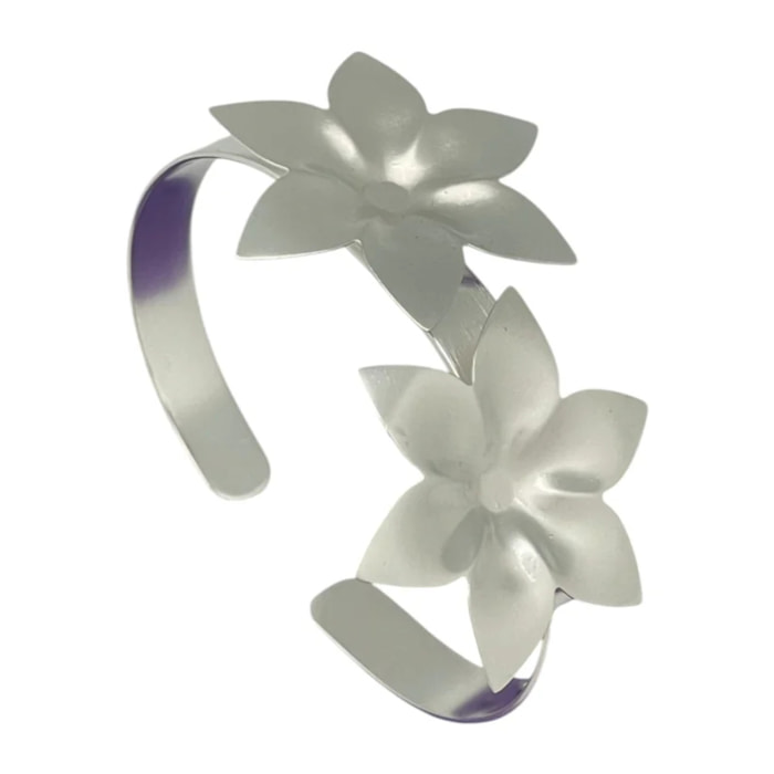 Brazalete doble flor margarita plata 10µ