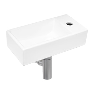 Brevis Lave-mains suspendu avec trou pour robinetterie à droite, 40,5x20,5x10,5cm + Siphon (SATBRE4020SR-SET2)