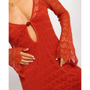 Vestido corto de punto calado