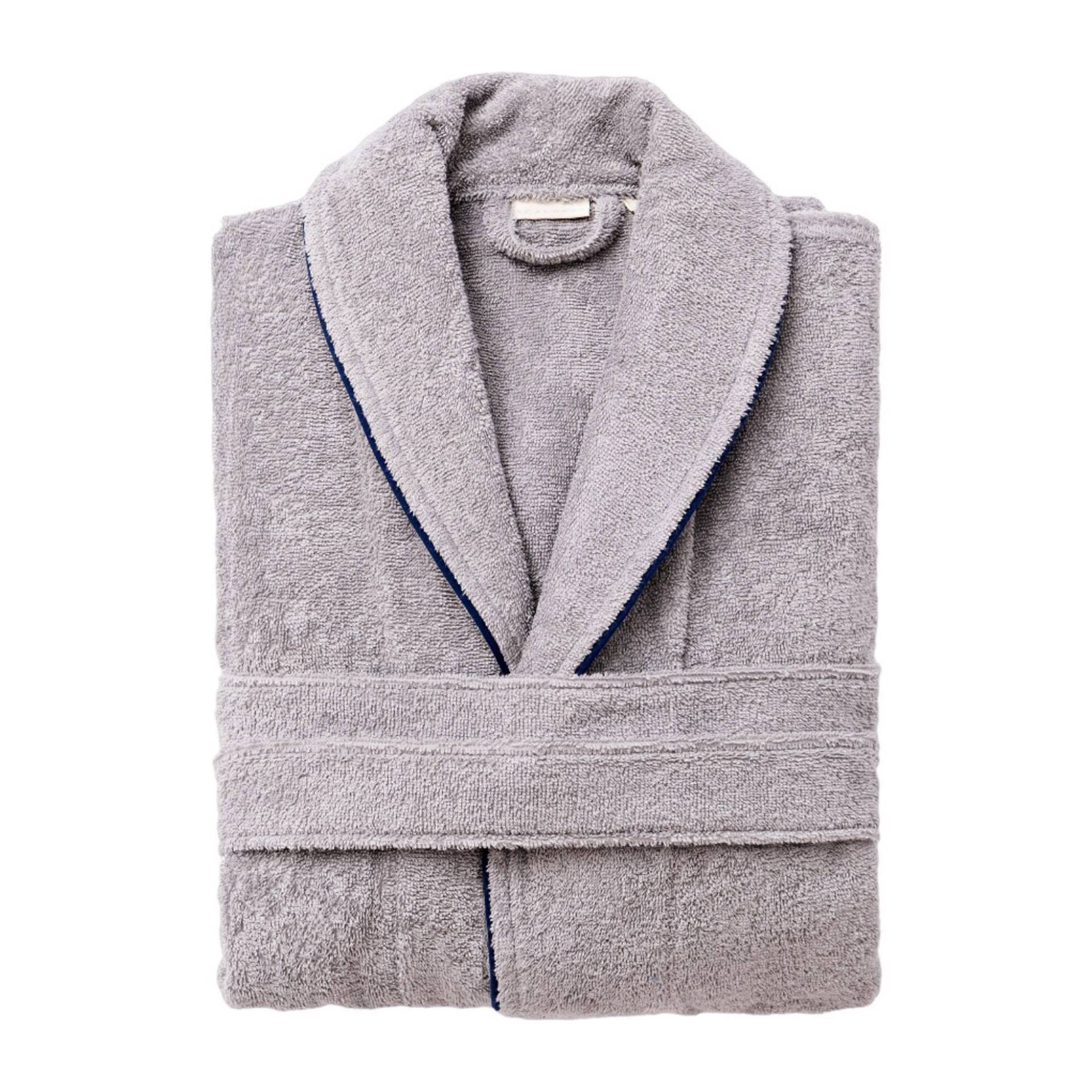 Albornoz s-m 100%algodón 360gsm gris con ribetes azules scalpers home