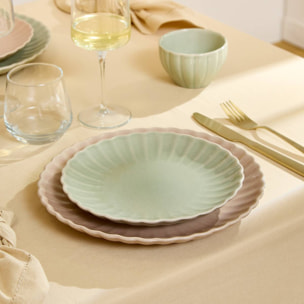 Lot de 4 Assiette à dessert Romy ronde D.21cm vert