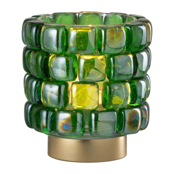 J-Line bougeoir Carré Mosaïque - verre - vert - small