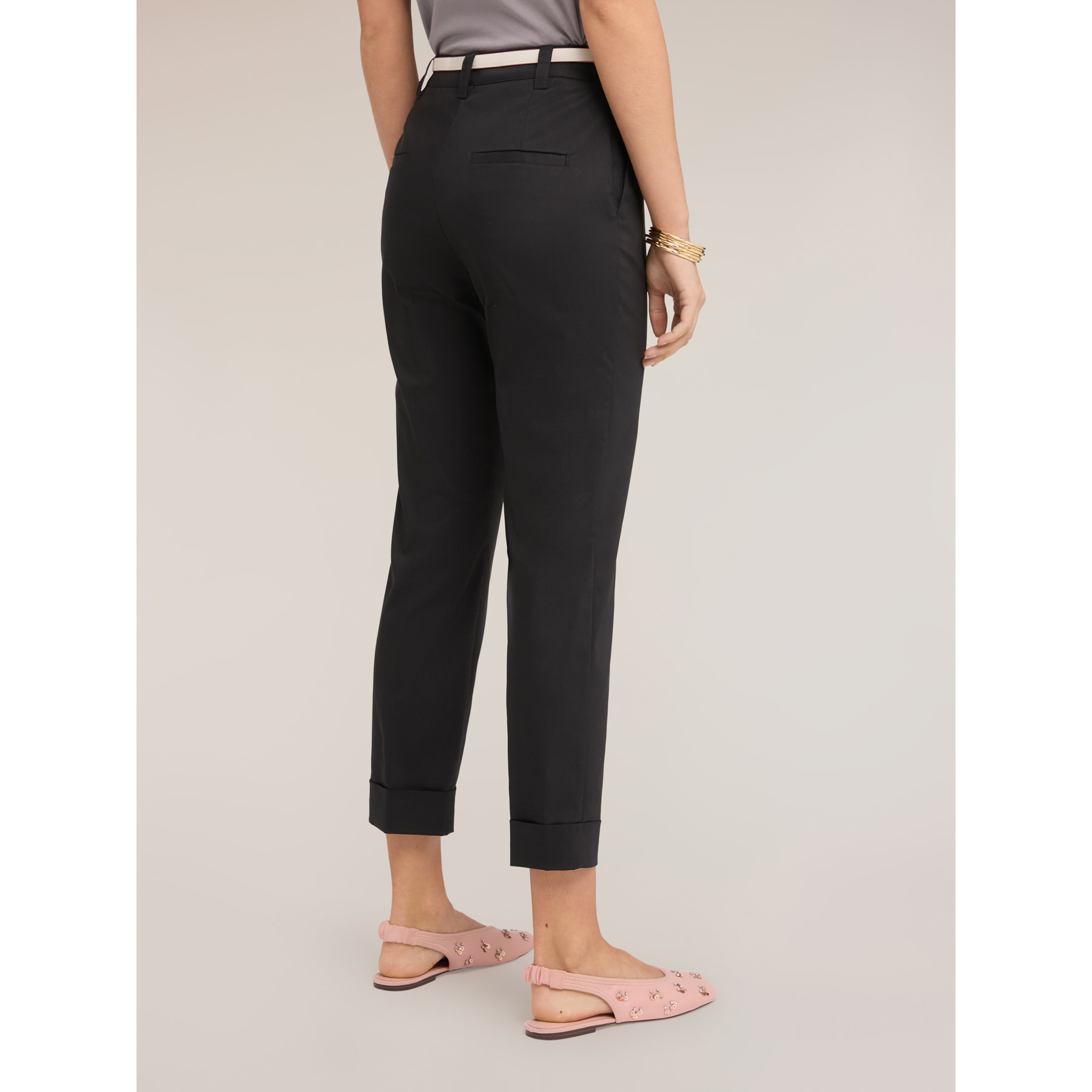 Motivi - Pantalones cropped de mezcla de algodón - Negro