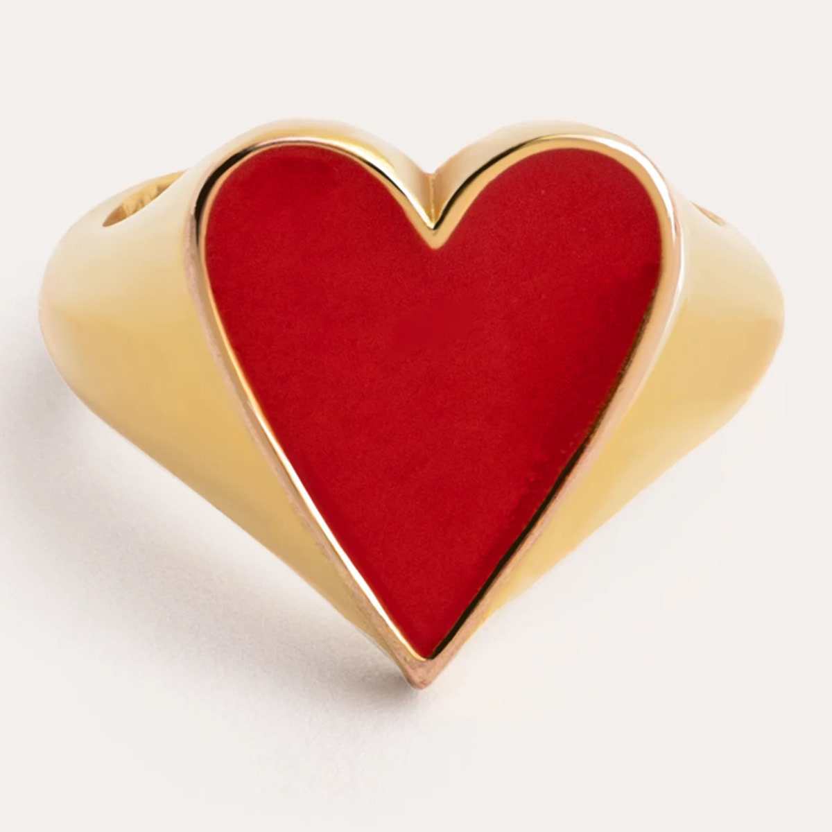 Anelli Lovely Heart Red Enamel Placcato Oro