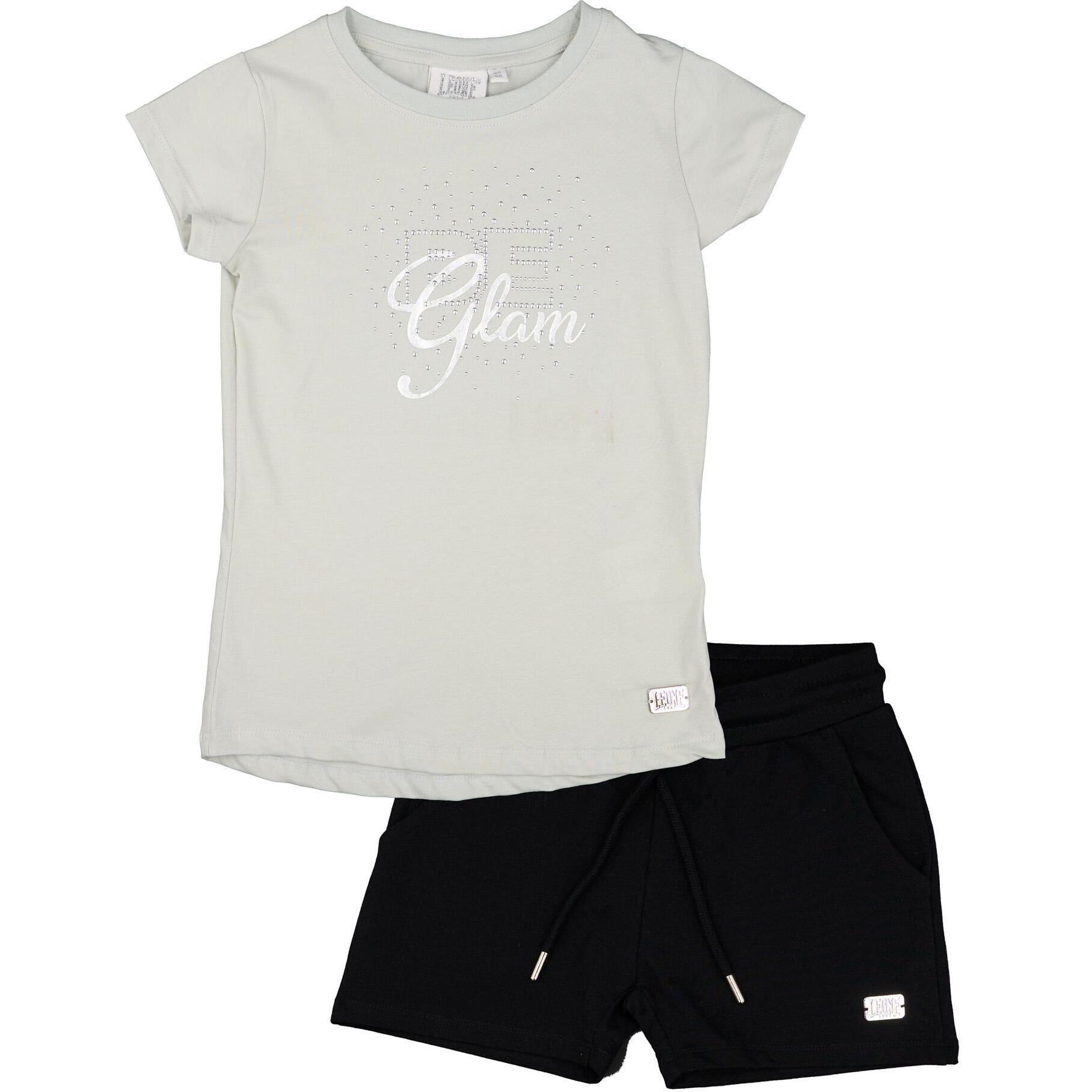 Set completo da bambina con t-shirt e pantaloncini Leone Be Glam