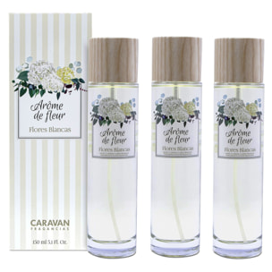 3x frasco 150ml caravan arome de fleur flores blanca