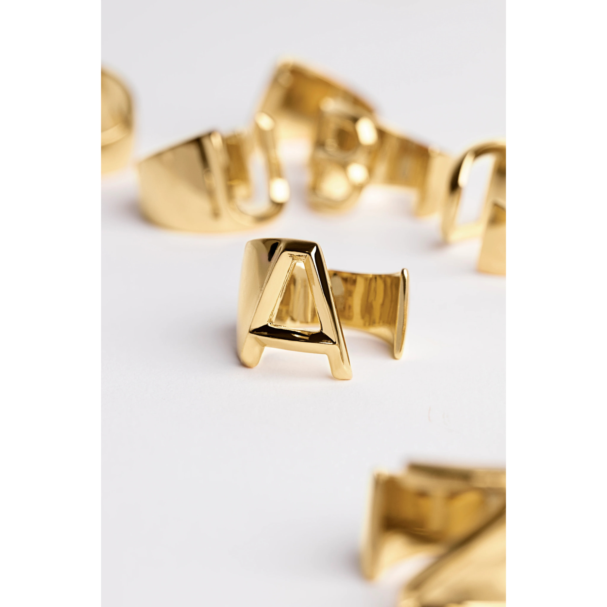 Anelli Personalized Letter Signet Placcato Oro