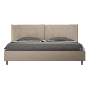 Cama matrimonial con somier acolchada 200x200 cuero sintético gris paloma Annalisa Large
