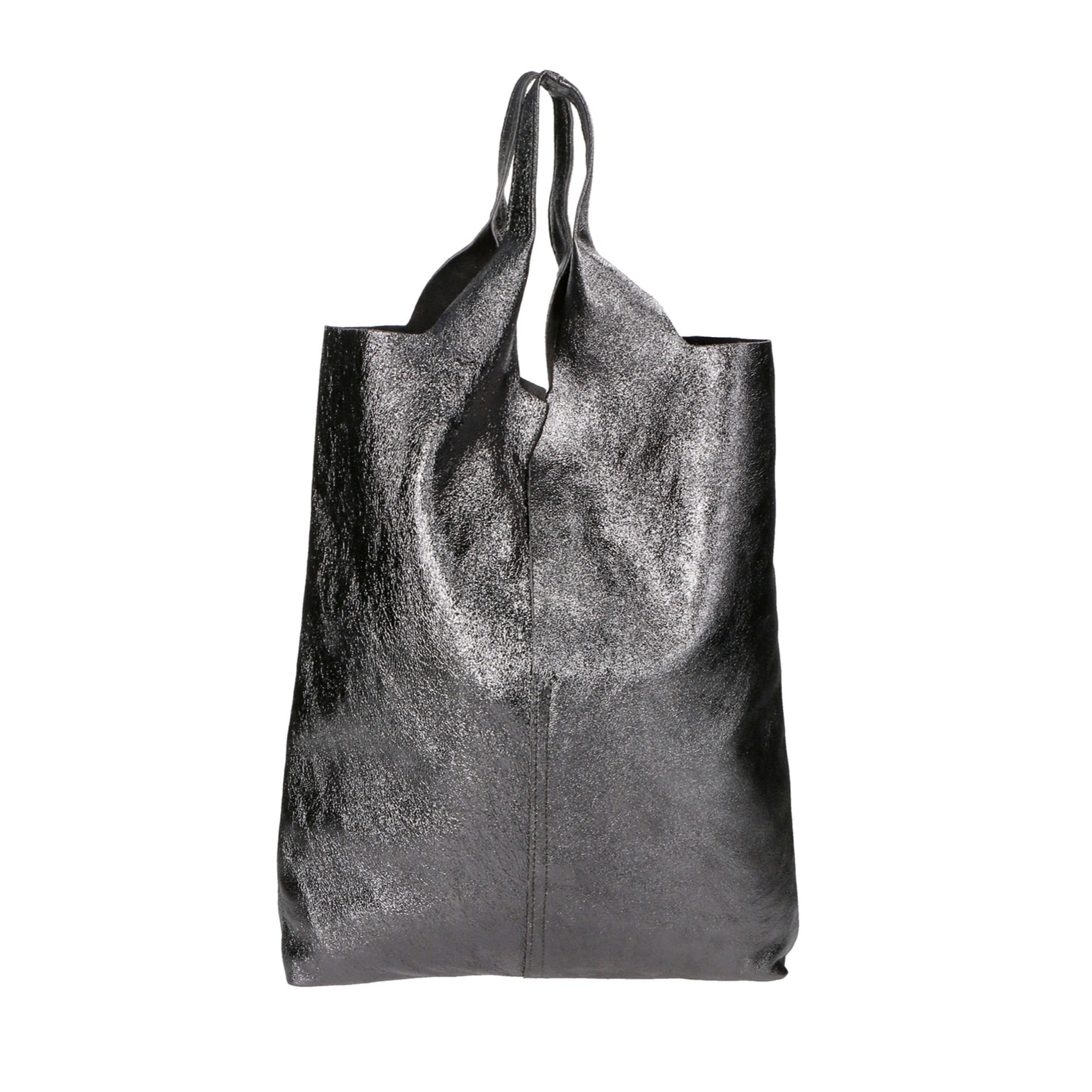 Borsa a spalla da donna - Modello Argenta - Pelle laminata - 44.0 x 38.0 x 3.0 cm