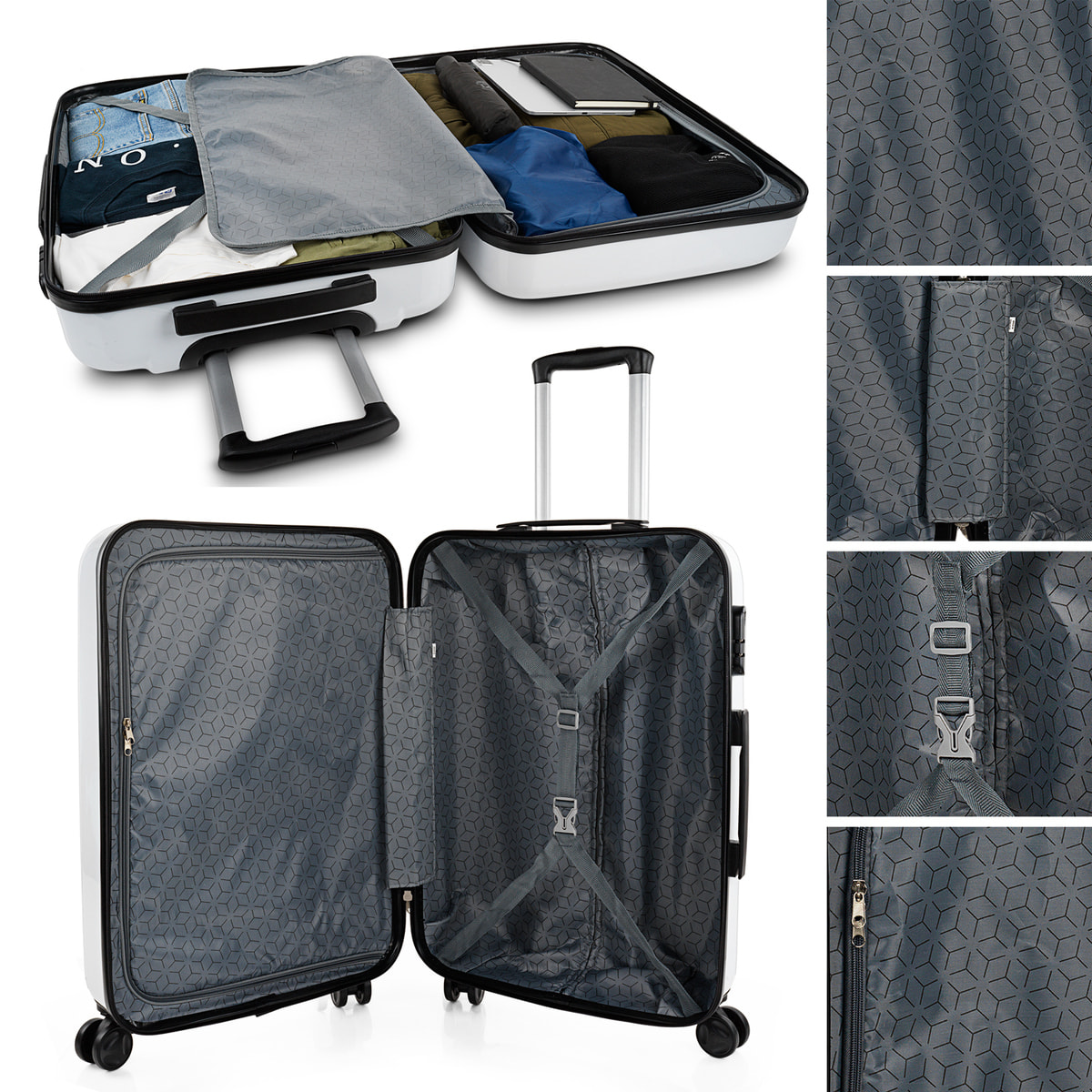 Juego De Maletas Pc Itaca Base Blanco Blanco Hello