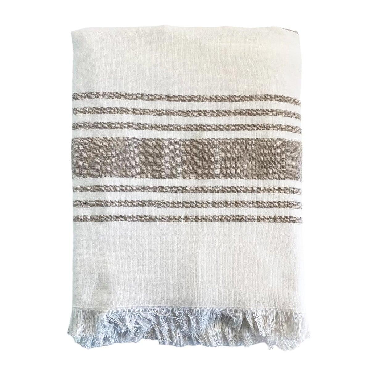 Fouta doublée éponge - Karabuk Taupe - 90x160cm - 400g/m²