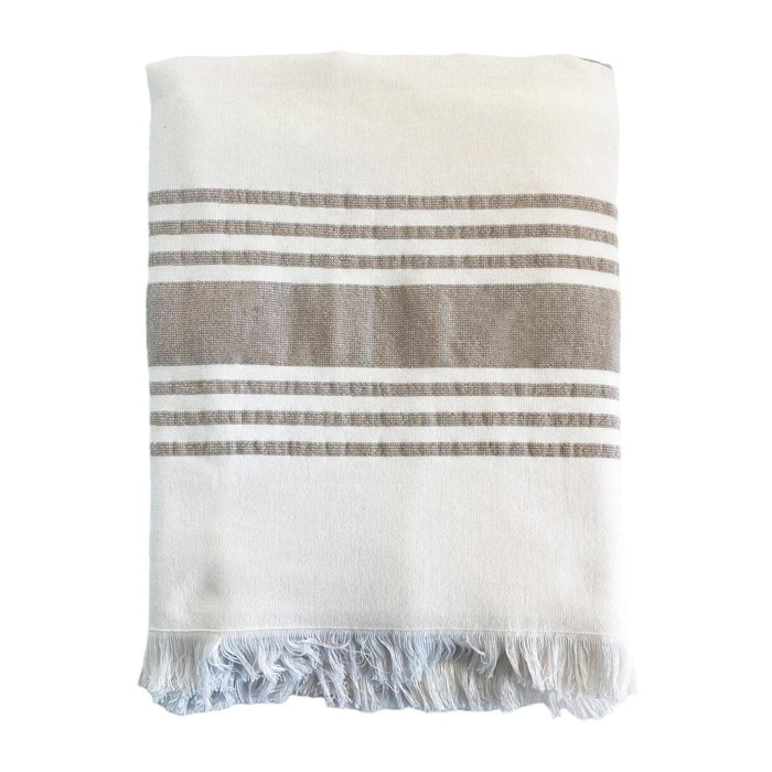 Fouta doublée éponge - Karabuk Taupe - 90x160cm - 400g/m²