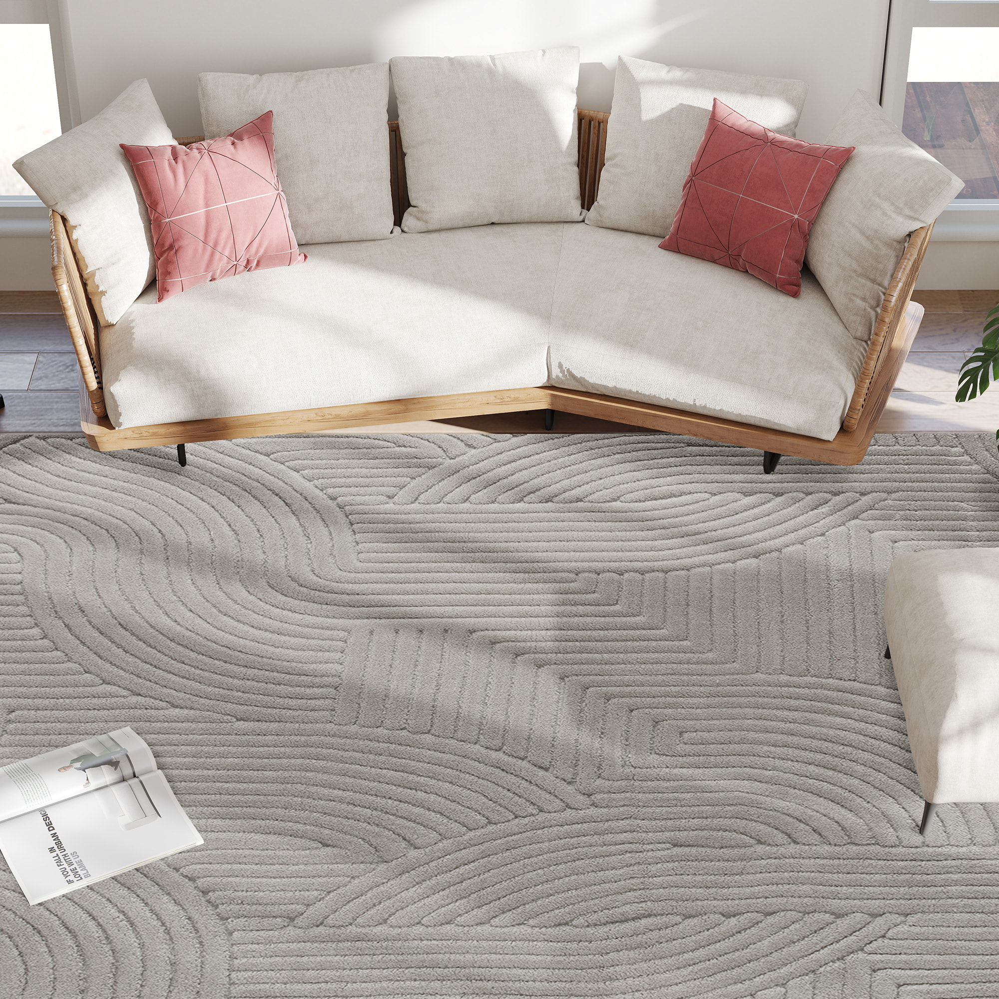 Alfombra Salón 230x160 cm Alfombra Pelo Corto Estilo Moderno Base Antideslizante Tejida a Máquina Tapete para Sala de Estar Dormitorio Comedor Gris