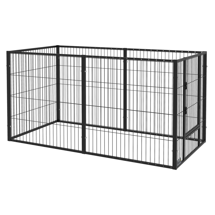 Parque para Perros de 6 Paneles Corralito para Perros Valla Metálica para Mascotas con Ancho Ajustable y Marco de Acero 82,5-150x79x81 cm Negro