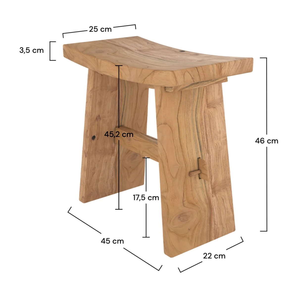 Tabouret en bois de teck recyclé - Eka