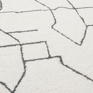 Tapis salon et chambre fait main en laine motif faux uni FEVI