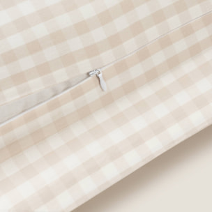 Funda cojín algodón cuadros Kimcuad color gris piedra