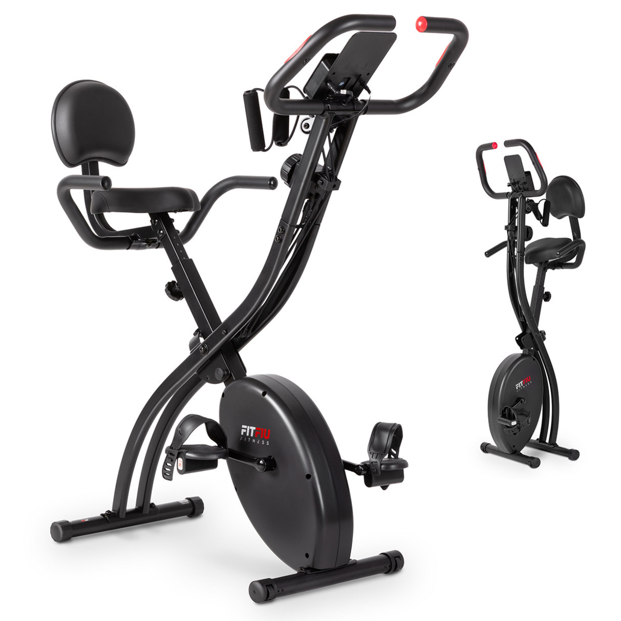 Bicicleta estática plegable FITFIU volante 8kg respaldo y cuerdas elásticas