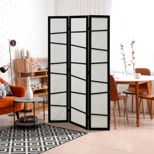 Biombo de 3 Paneles Divisor de Habitación Plegable 120x170 cm Separador de Ambientes de Madera Decoración para Oficina Dormitorio Salón Negro y Blanco