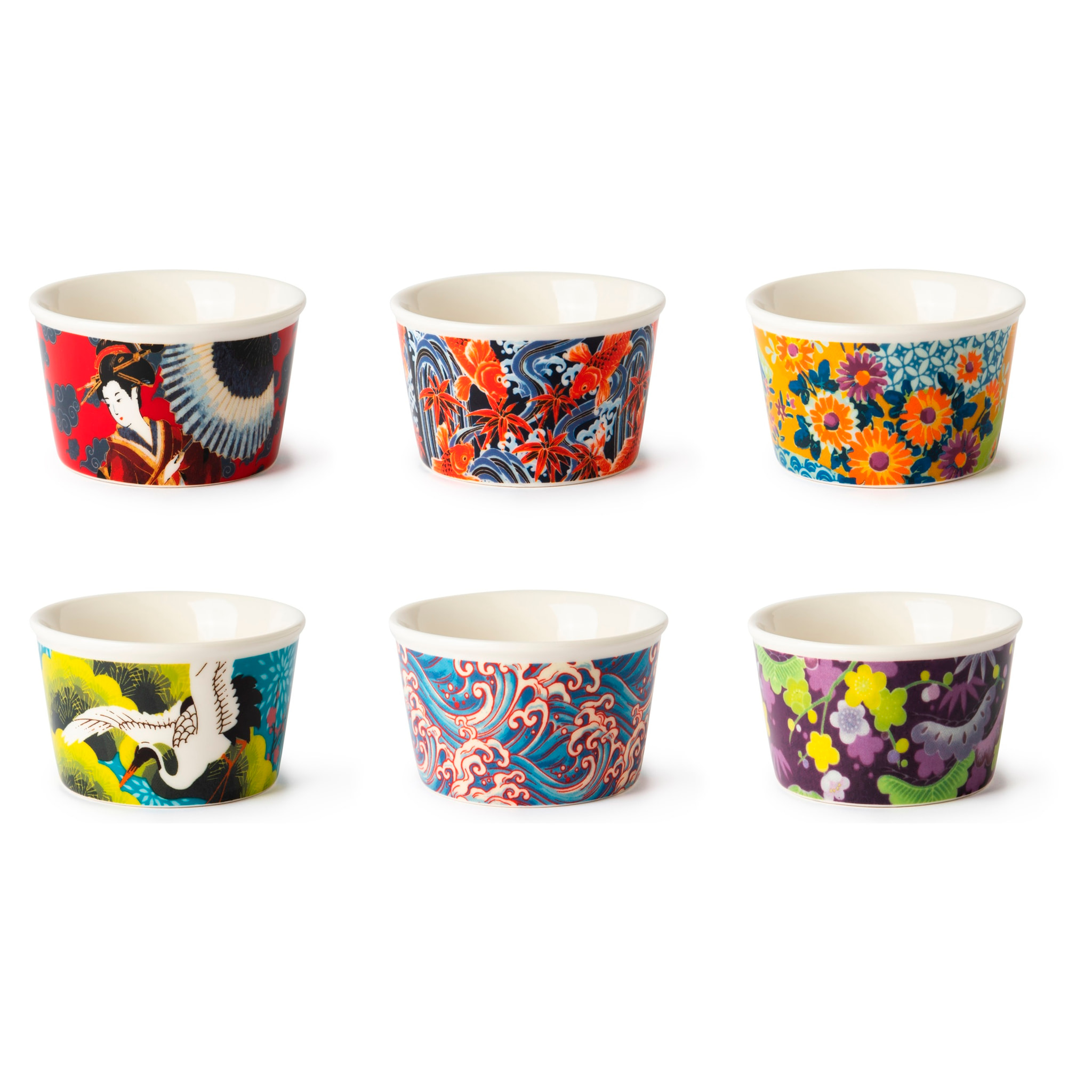 Lot de 6 bols Excelsa Kimono, porcelaine New Bone China, multicolore