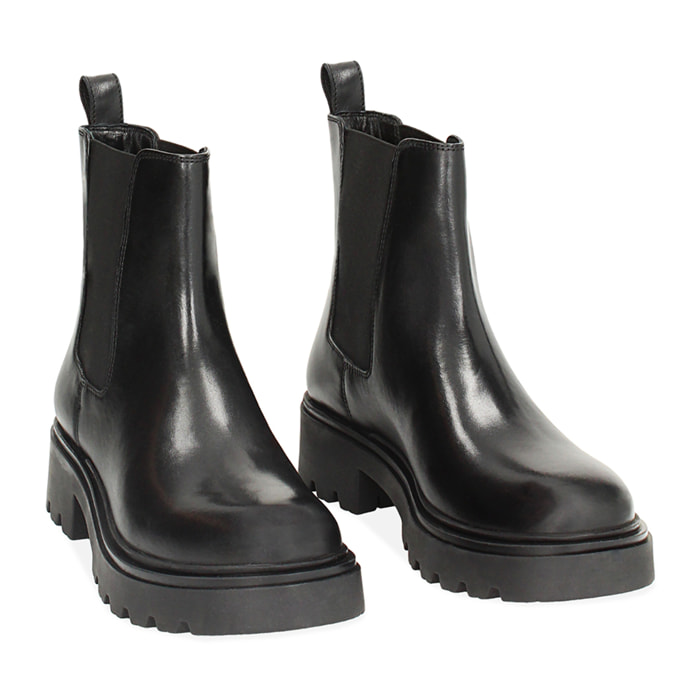 Botines chelsea negros de cuero