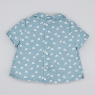 CAMISA CUELLO POPELÍN BALLENAS AZUL BEBÉ