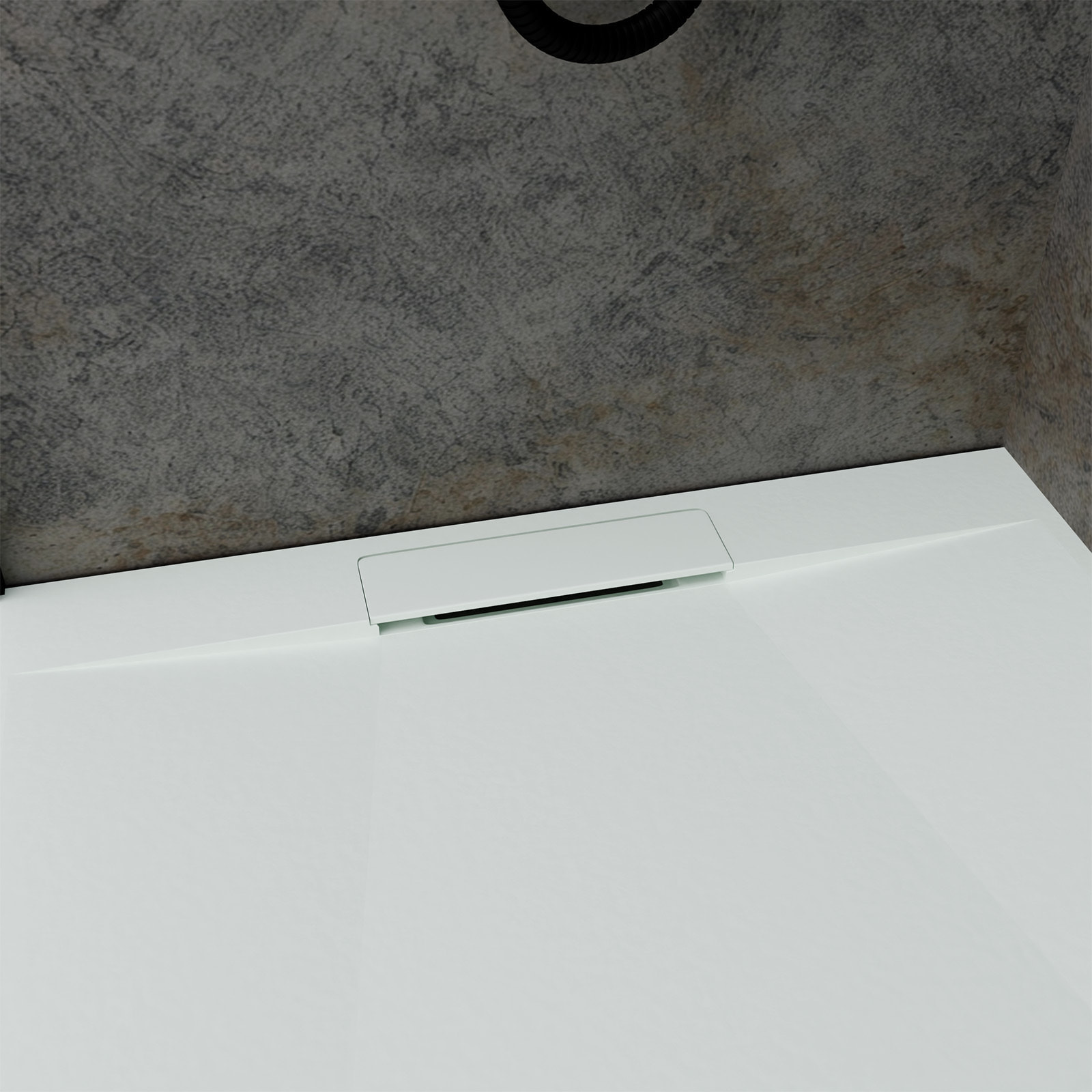 Receveur 140x90x3cm Extra-plat en Polybéton Blanc Mat Effet Pierre - Redécoupable - LIANA