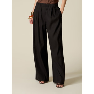 Oltre - Pantaloni palazzo misto lino - Nero
